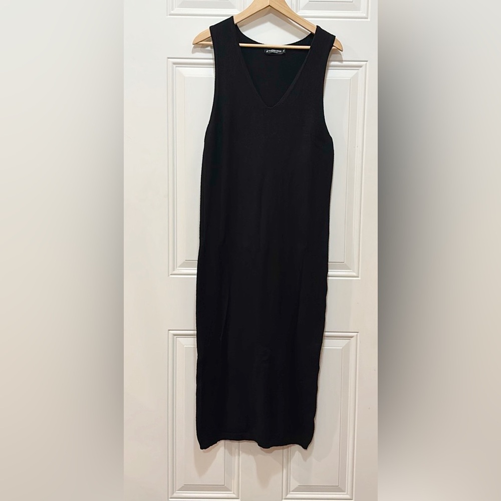 Alchemia Tricot Italian Sleeveless V-Neck Knit Black Maxi Dress in Size S